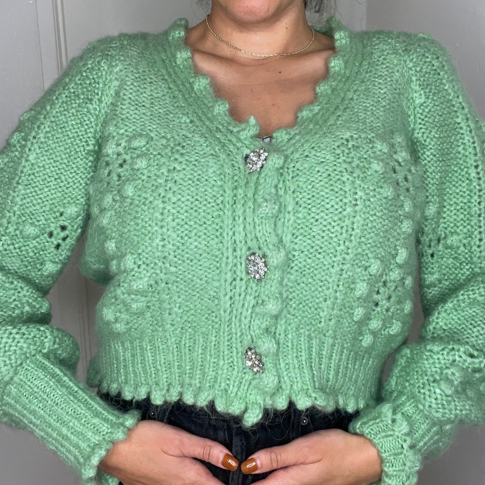 Zara Green Sweater Cardigan